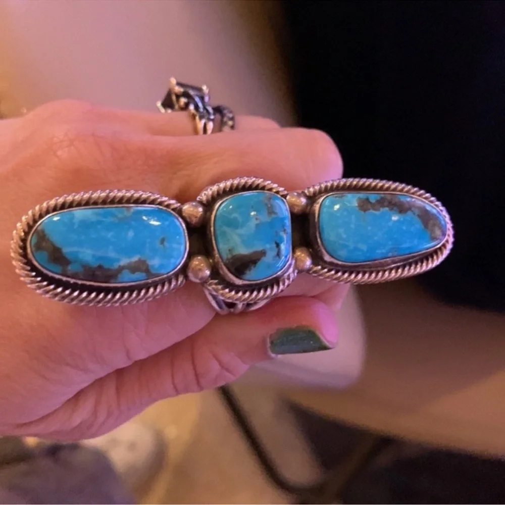 Vintage silver turquoise ring - Picture 1 of 10